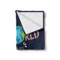 thumbnail image 2 of Book Soft Flannel Fleece Throw Blanket, World Belongs to Those Who Read Inspirational Words Print on Dark Blue Background, Cozy Plush for Indoor and Outdoor Use, 60" x 80", Multicolor, by Ambesonne, 2 of 5