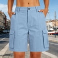 thumbnail image 6 of Utoimkio Women's Mid Length Cargo Shorts Classic Button Zip Fly Multi Flap Side Pockets Straight Casual Utility Bottoms, 6 of 9