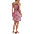 thumbnail image 3 of ATHLECHIC Womens Striped Print Summer Dresses Spaghetti Strap Sleeveless Casual Henley Short Sundress Mini Dress XL Pink, 3 of 6