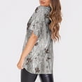 thumbnail image 4 of Women's Fashion O Neck Short Sleeve Workwear With Pockets Printed Tops Summer Tops For Women, 4 of 5