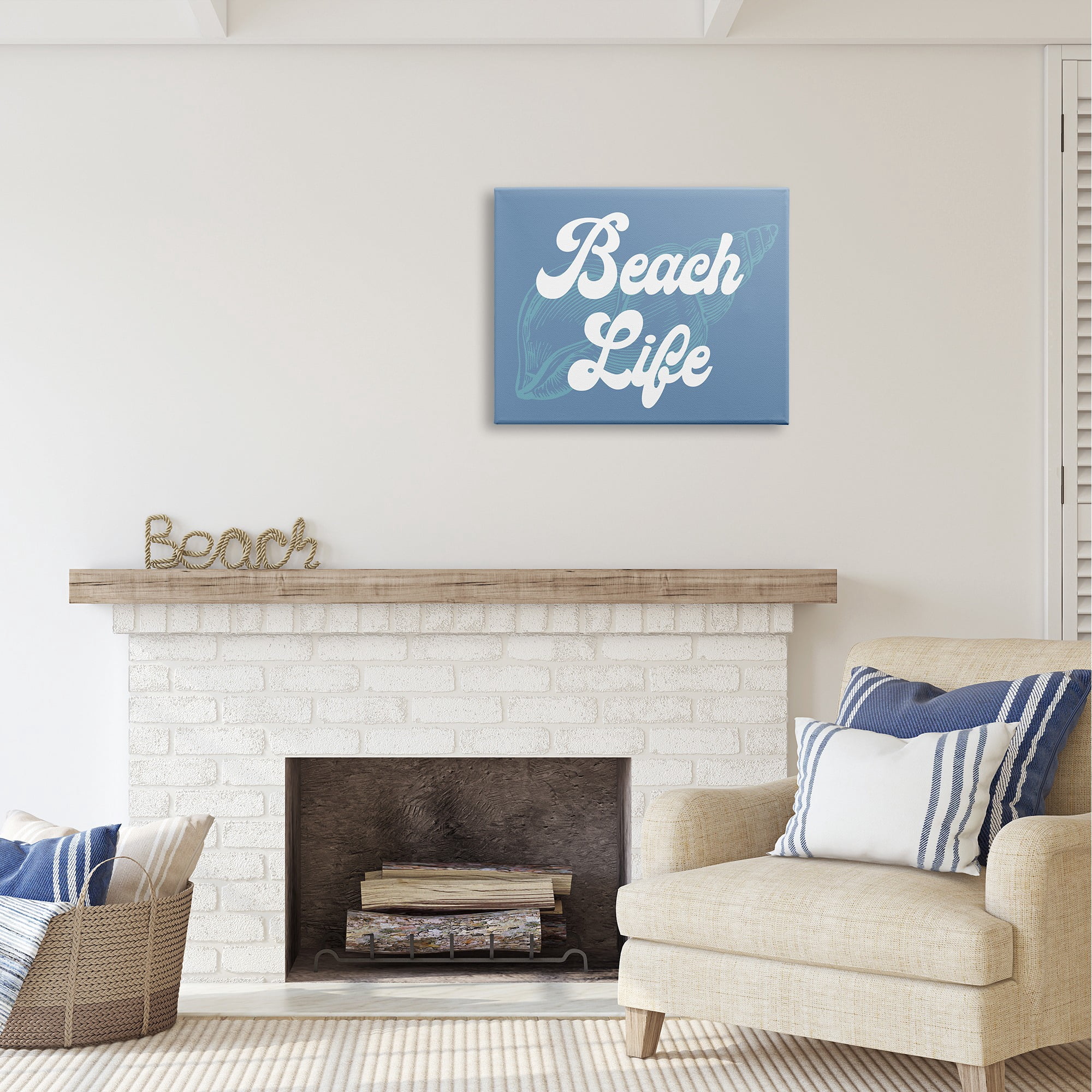 Stupell Industries Retro Beach Life Phrase Animals & Insects Painting Gallery Wrapped Canvas Art Print Wall Art, 30 x 24