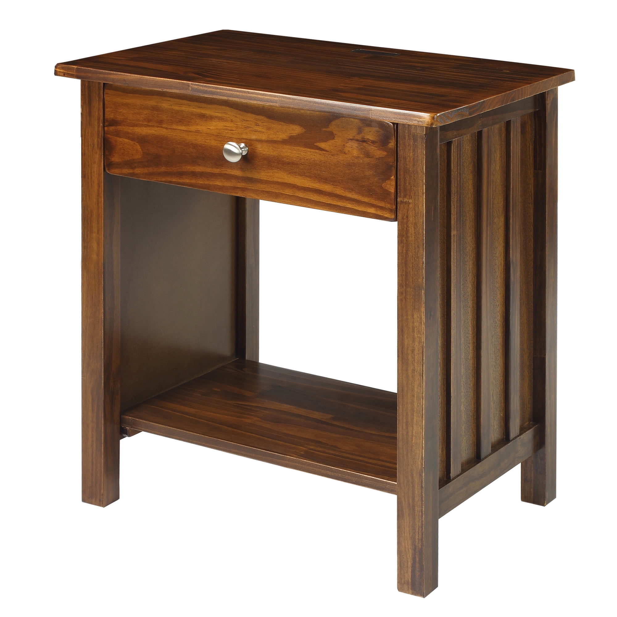Casual Home Vanderbilt Nightstand with USB Port, Warm Brown