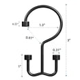 thumbnail image 2 of TABGIME Decorative & Durable Glide Brushed Matte Black Rustproof Metal Shower Curtain Rings Double Hooks, 12 Count-Cylinders, 2 of 5
