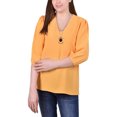 thumbnail image 1 of NY Collection Womens Balloon Sleeve Necklace Shell Blouse, orange, Petite, PL, 1 of 1