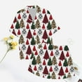 thumbnail image 6 of Christmas Pajamas Ladies' Christmas Tree Printed Silk Satin Short Sleeve Button Sleepwear Set, 6 of 8
