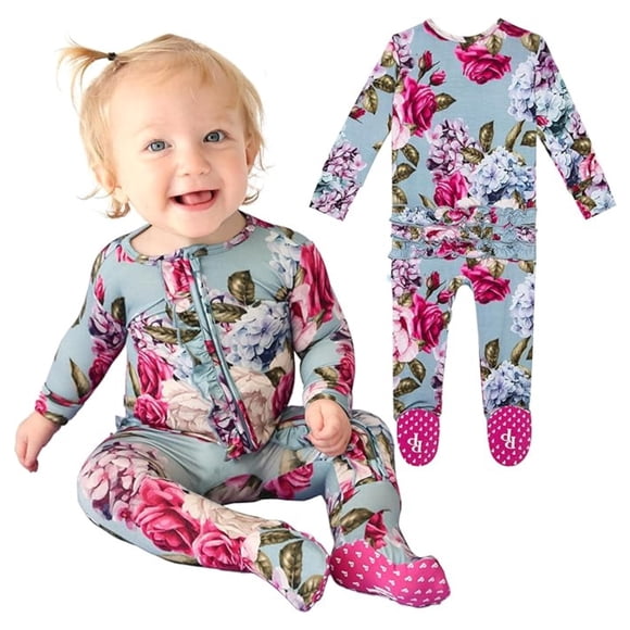 Pijama Footie Posh Peanut Lacey para niñas de 6 a 9 meses