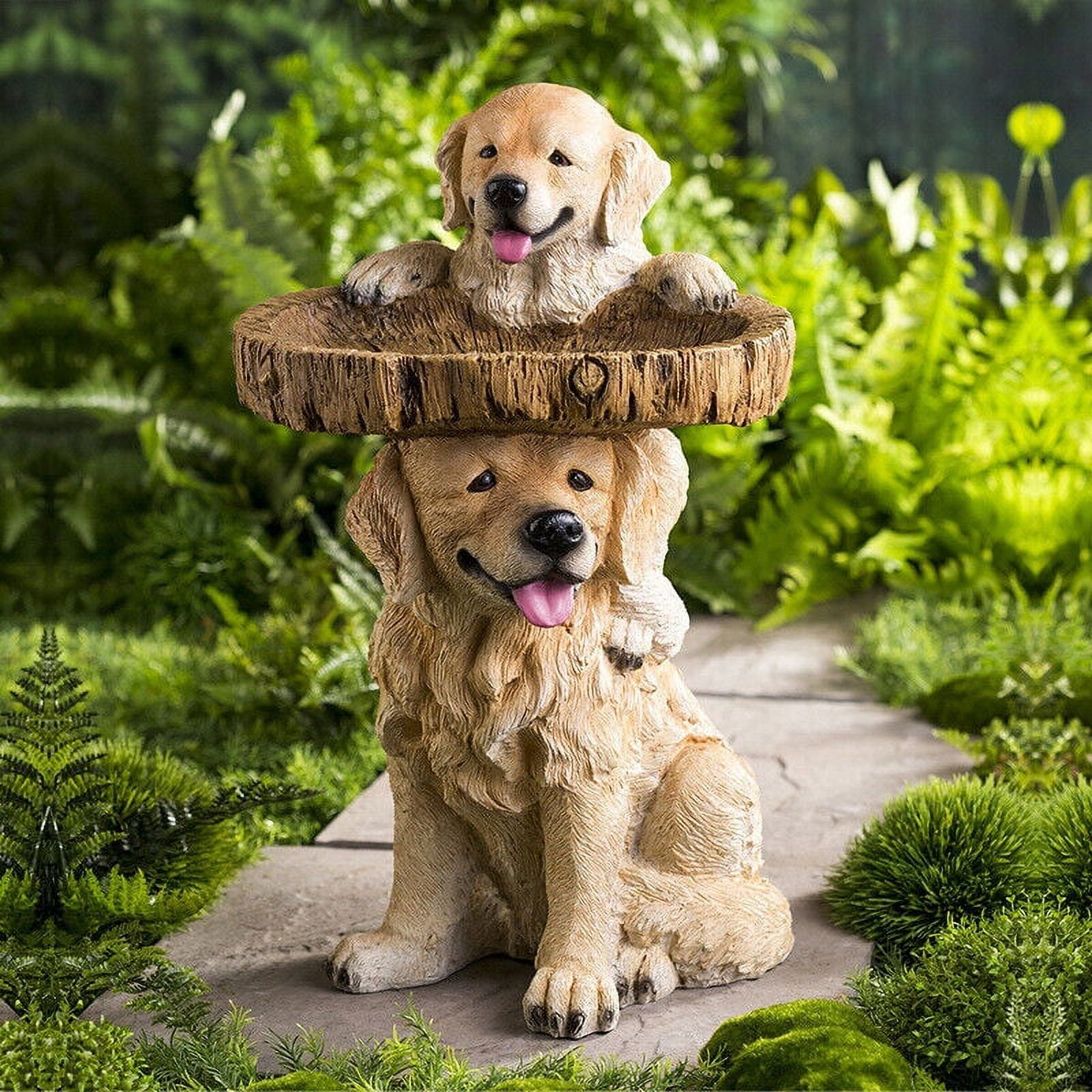 Resin Tree Dog Garden Bird Feeder for Outside Ornament Bird Bath Home Yard Outdoor Decoration
