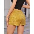 thumbnail image 6 of Douhoow Women Sequins Metallic Shorts High Waist Slim Fit Glitter Hot Shorts Clubwear, 6 of 7