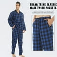 thumbnail image 6 of LNFINTDO Mens Flannel Pajama Sets Plaid Cotton Pajamas Pjs Set Button Down Soft Warm Lounge Sleepwear Tops & Pjs Pants, Blue Plaid, X-Large, 6 of 8