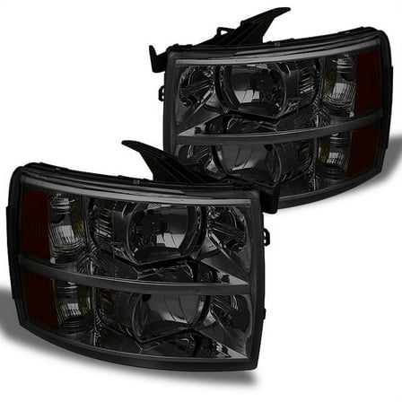 AKKON - For Smoke Smoked 2007-2013 Chevy Silverado 1500 2500HD 3500HD Pickup Truck Headlights Front Lamps Left Right Pair