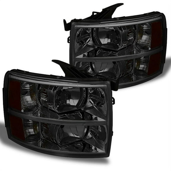 AKKON - For Smoke Smoked 2007-2013 Chevy Silverado 1500 2500HD 3500HD Pickup Truck Headlights Front Lamps Left Right Pair