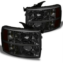 AKKON - For Smoke Smoked 2007-2013 Chevy Silverado 1500 2500HD 3500HD Pickup Truck Headlights Front Lamps Left Right Pair