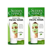 2 Pack - Sudden Change Green Tea Facial Mask – Antioxidant-Rich Skincare for Wrinkle Reduction, Puffiness Relief & Pore Purification – Hydrating & Oil-Control Formula with Cooling Sensation (3.4 oz)
