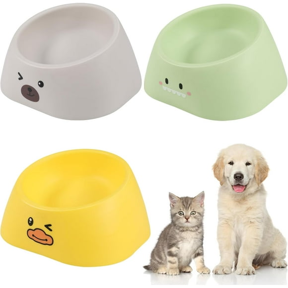 PCS Cat Bowls, Large Capacity Pet Bowl 16° Tilted Neck Protection Cat Bowl Non-Slip Multifunctional Cartoon Cat Feeding Bowls for Food and Water Feeding, Duck Bear Dinosaur