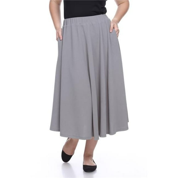 PS709-10-3XL Womens Plus Tasmin Flare Midi Skirt, Grey - 3XL