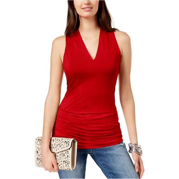 INC - Camiseta sin mangas para mujer, color rojo, talla mediana I-N-C Camiseta sin mangas