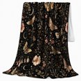thumbnail image 2 of Vintage Moth Wildflower decorative motif Botanical, Mystical Celestial Art Scene, Warm Flannel Blanket for Sunroom and Reading Nook, Celestial Art Lovers Housewarming Gift, Celestial Home Decor, 2 of 9