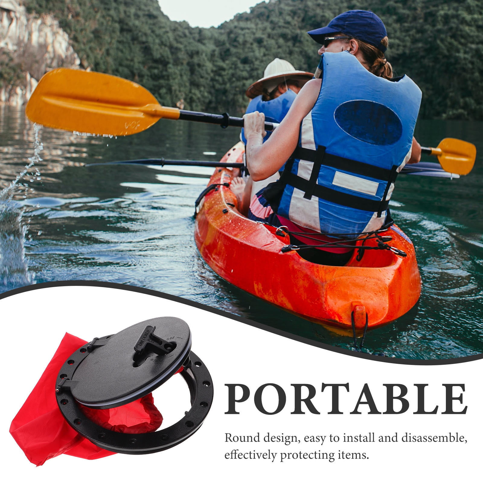 HOMEMAXS HOMEMAXS 8 Inch Kayak Hatch Plate Cover Kit with Storage Bag for Kayak Marine Boat Fishing Rigging Canoe Accessories