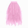 thumbnail image 5 of mgoYE Women's Tulle Tutu A-line Midi Skirt Tiered Layered High Elastic Waist Ballet Prom Party Irregular Mesh Skirt(Pink,S), 5 of 5