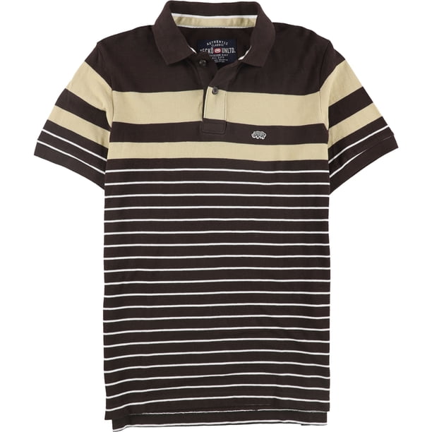 Ecko Unltd. Combo Strip Ss Knit Rugby Polo para hombre, marrón, XXX-Large