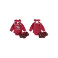 thumbnail image 2 of RUINIXCW Newborn Baby Girl My First Christmas Outfit Infant Bay Girls Fall Winter Clothes Peter Pan Collar Long Sleeve Romper Plaid Ruffled Skirt Headband Set, 2 of 10