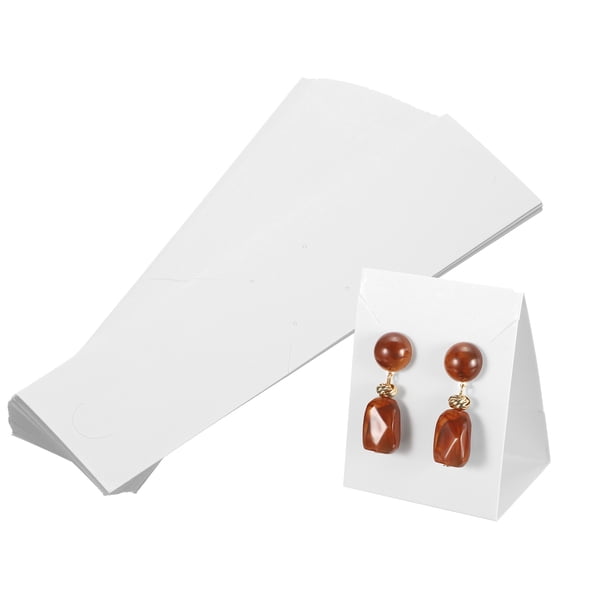 Uxcell 50 Pcs Tarjetas de Exhibición de Aretes de Pie, Tarjetas de Exhibición de Collares, Tarjetas de Empaque de Joyería de Papel para Pulseras, Blancas