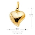 thumbnail image 3 of 14K Yellow Solid Gold Plain Heart Charm Pendant with 0.9mm Wheat Chain Necklace - 22", 3 of 4