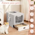 thumbnail image 2 of Arenero para gato de acero inoxidable con cajón apto cerrado con pala 51 x 41 x 38 cm para gatos grandes gris, 2 of 8
