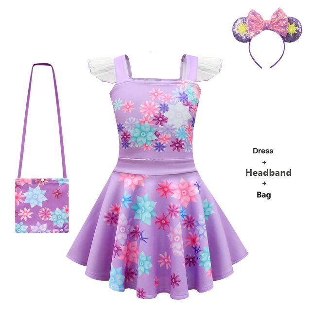 Nuevos niños Mirabel vestido niño carnaval fiesta películas Cos disfraz verano niñas bebé ropa informal juego de rol ropa 3T(100) Gao Jinjia LED