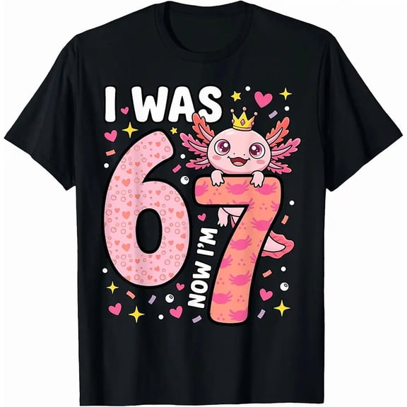 Axolotl Girl 7th Bday 6 7 Birthday I was 6 Now I'm 7 T-Shirt