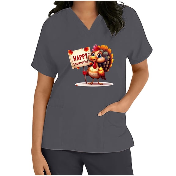 Sexlip Women's Cartoon Print Short Sleeve T Shirt Cute Design Soft Fabric Daily Casual Wear Gray L