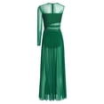 thumbnail image 2 of iiniim Women Lyrical Dress Elegant Modern Contemporary Dance Sparkly Flowy Mesh Tulle Split Long Skirt Green&Black S, 2 of 7