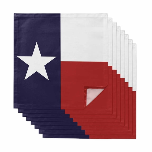 Blue Red White Texas Flag with Star,Cloth Napkins,Minimalistic Geometric Stripe Washable and Reusable Dinner Napkins Set of 8,Table Napkin for Kitchen Party Birthday Wedding Hotel 20"x20"