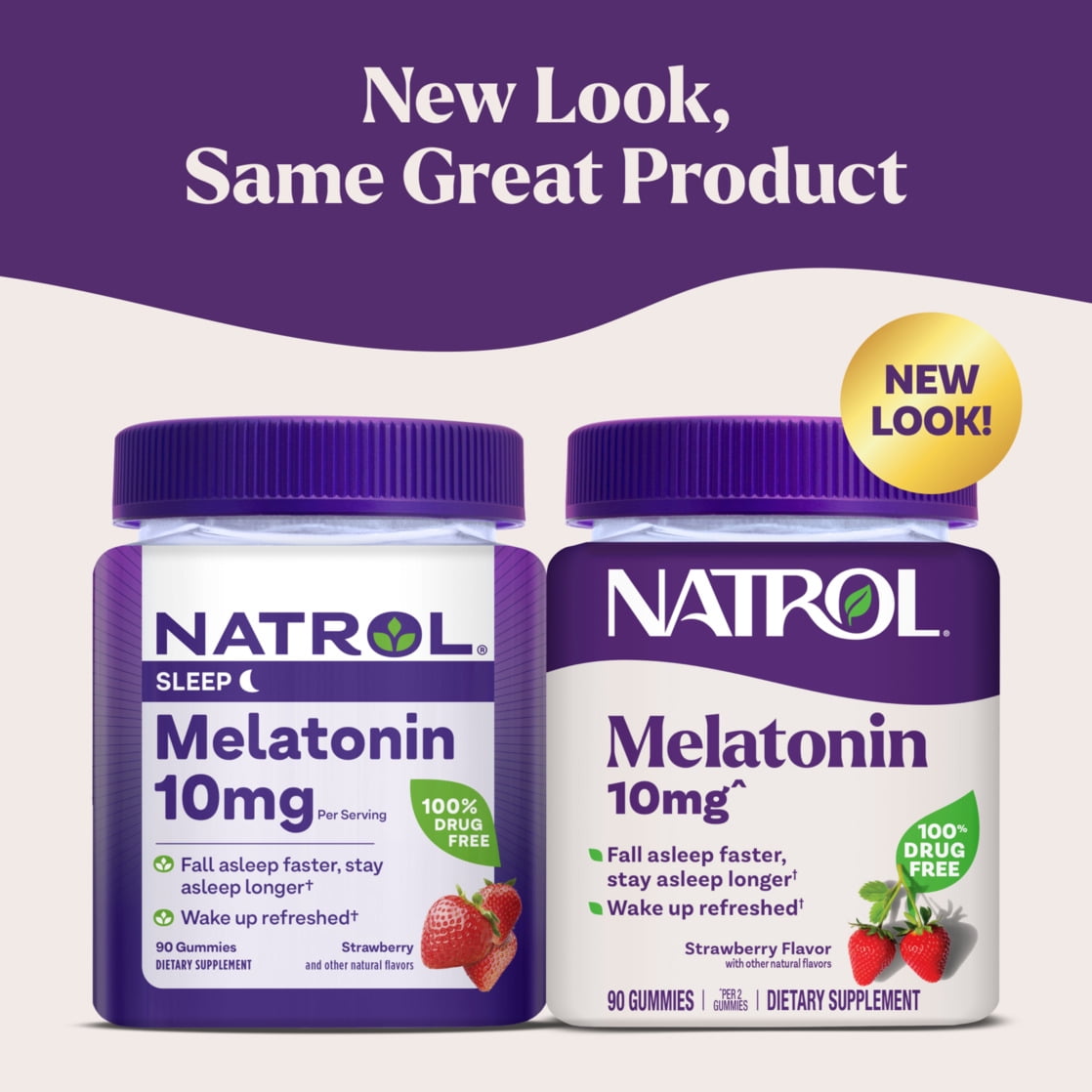 Natrol® Melatonin Gomitas, Apoyo para el Sueño para Adultos, Sabor Fresa, 10mg, 90 Unidades