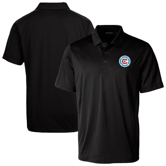 Men's-Cutter & Buck Black Chicago Fire Prospect Eco Textured Stretch Recycled Polo