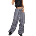 thumbnail image 2 of Women Low Waist Baggy Cargo Pants Casual Drawstring Loose Wide Leg Pocket Joggers Trousers Sweatpants, 2 of 5