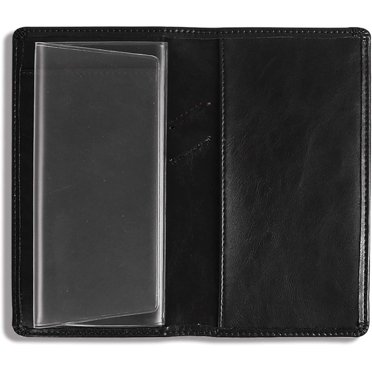 Leather Checkbook Cover With Card Holder & Pen Slot - PU Leather Check Book Case With Free Divider