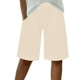 thumbnail image 3 of Htigea Clearance Women's Linen Shorts Casual Bermuda Long Linen Shorts High Waisted Comfy Summer with Pockets Khaki,XL, 3 of 7