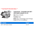 thumbnail image 2 of Turbocharger - Compatible with 2007 - 2009 Subaru Outback 2.5L H4 2008, 2 of 2