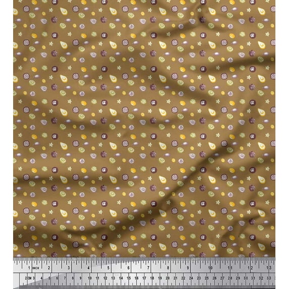 Soimoi Georgette Viscose Fabric Fruits Shirting Printed Fabric 1 Yard 42 Inch Wide