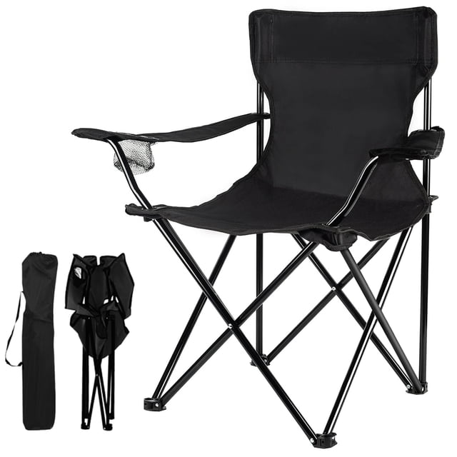 Sillas de camping portátiles Dameicentury Disfrute del aire libre con una silla plegable versátil, silla deportiva, silla de exterior y silla de césped, color negro