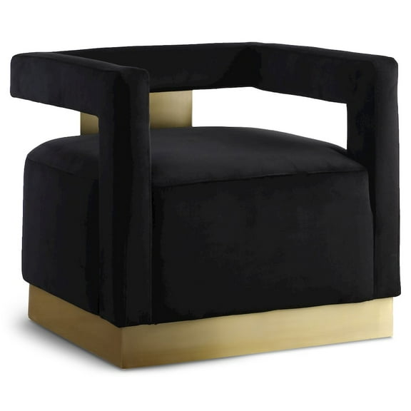 Meridian Furniture Armani 18.5"H Velvet Accent Chair in Black and Gold