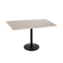 Holland 36" Black Round Base Rectangle Table in 48" White Ash Top