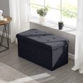 thumbnail image 5 of Ornavo Home Foldable Tufted Linen Large Storage Ottoman Bench Foot Rest Stool/Seat - 15" x 30" x 15"- Black, 5 of 6