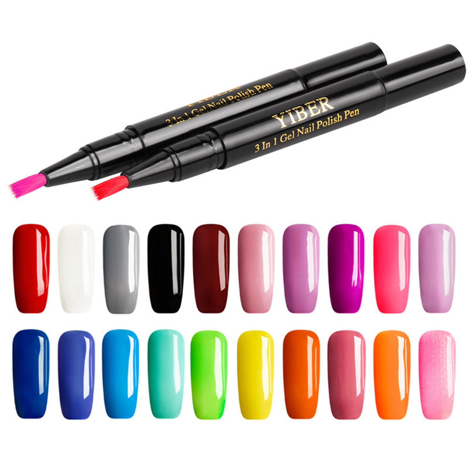 YIBER 20 Colors One Step Nail Gel Polish Pen Manicure Soak Off Top Base  Coat DIY | eBay