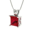 thumbnail image 2 of Clara Pucci 14K White Solid Hypoallergenic Gold 2Ct Ruby Princess Cut Solitaire Designer Necklace Pendant For July, 2 of 6