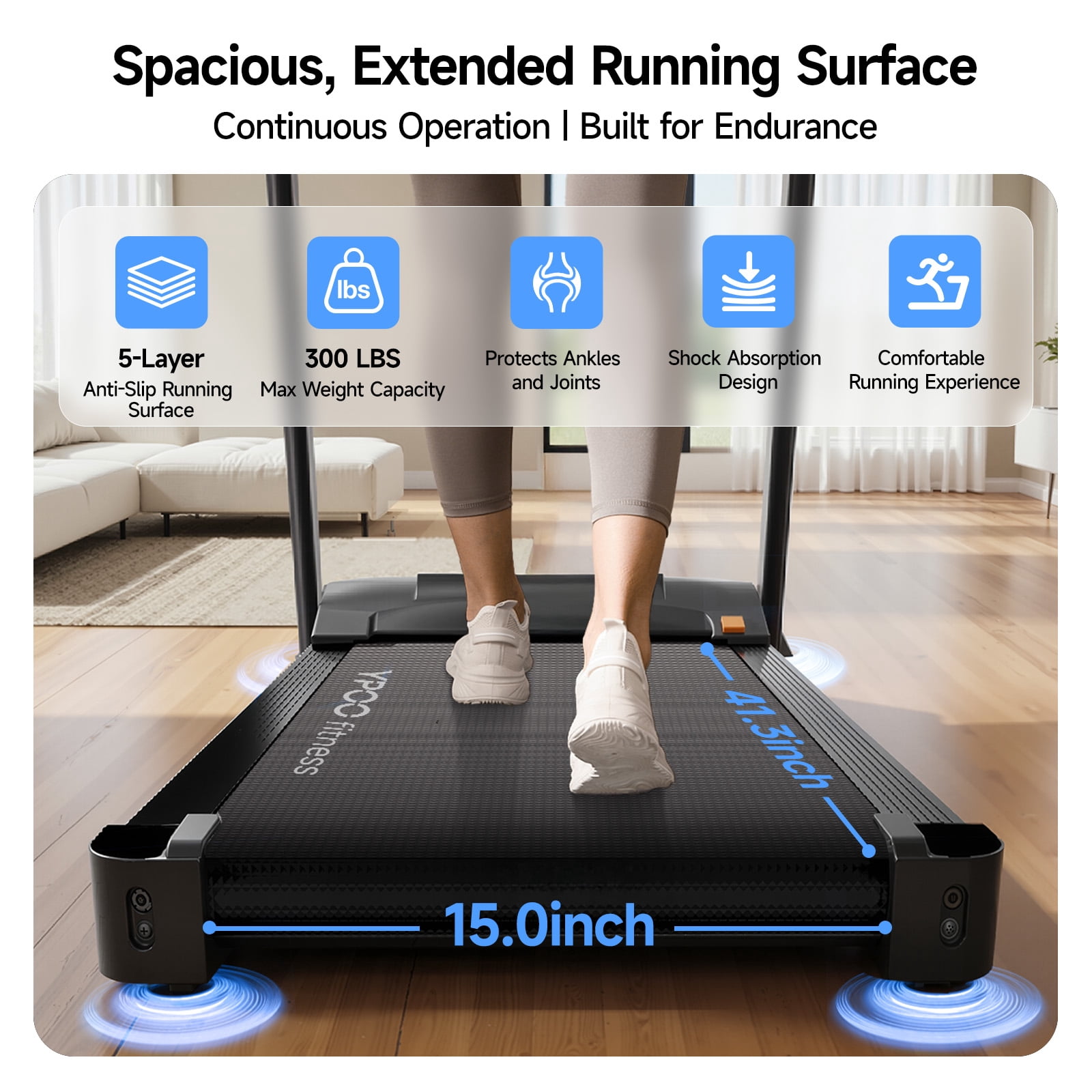 YPOO Folding Exercise Treadmill for Home Use, Walking Pad with Incline, 8 mph Running, Auto Fold, Compact, 300 lb Capacity for Small Spaces