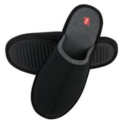 Hanes Mens Slide Scuff Slipper House Shoes Comfort Memory Foam(Black, Size Large)