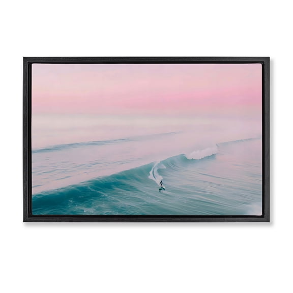 Stupell Industries Coastal Pink Surf Pastel Sunset Black Floating Frame Canvas Art, 25 x 17, by LSR Design Studio