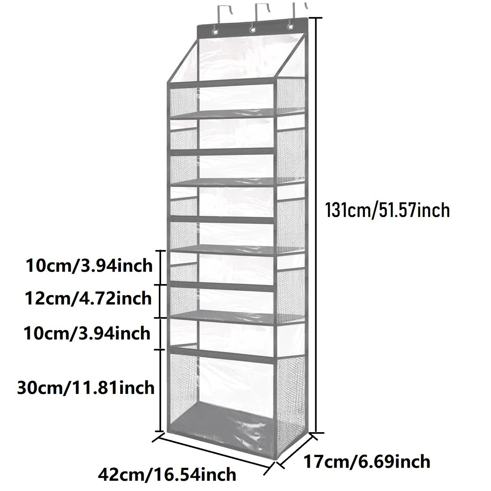 6 Compartment Door-mounted Yarn Storage Rack with Zippered Pockets and Large Capacity for Knitting Supplies and Craft Accessories